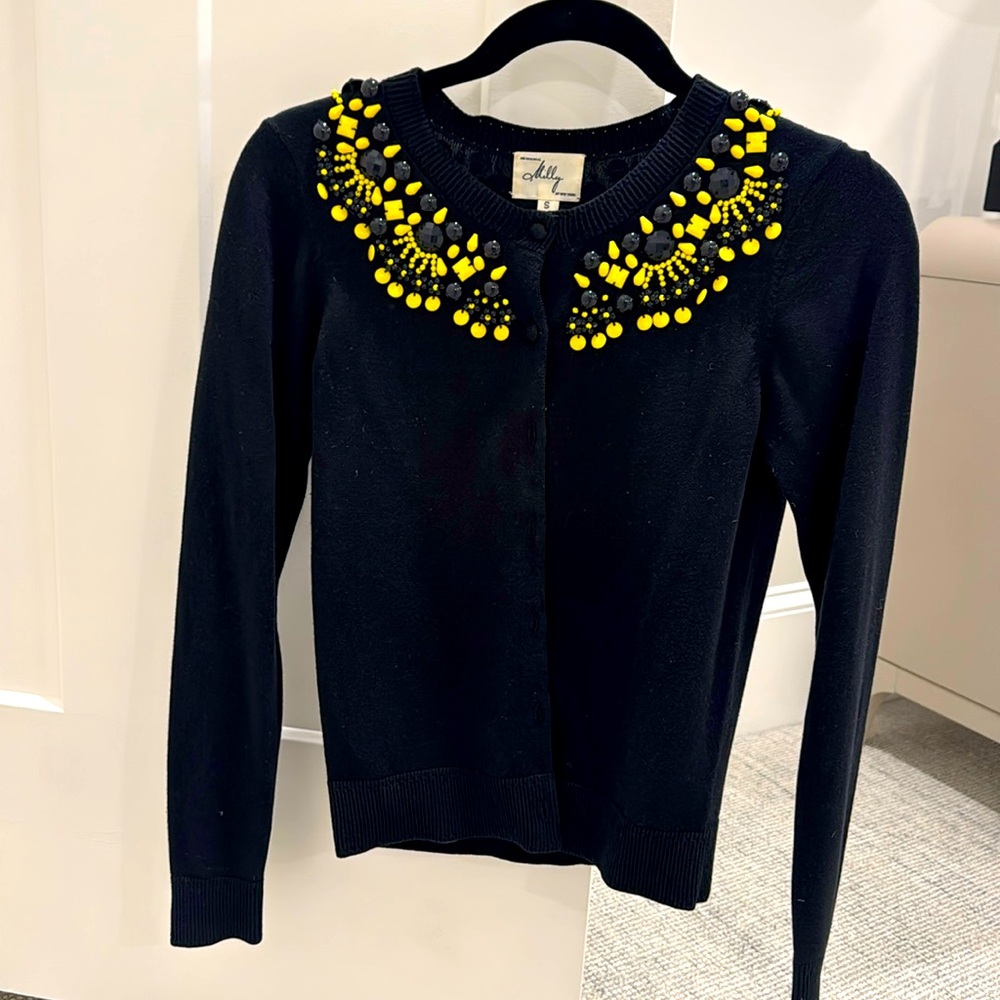 Beautiful Milly tailored sweater with beaded neckline